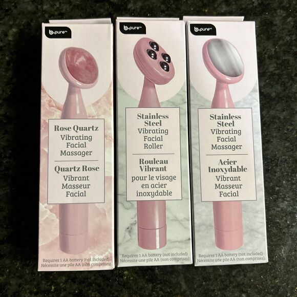 B Pure Vibrating Facial Massager Pink. Set Of 3 - Picture 1 of 4